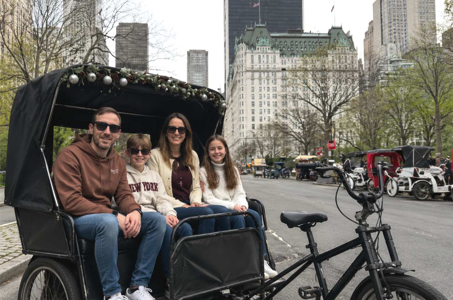 Central Park Family Tour 1 Family on a Central Park pedicab tour